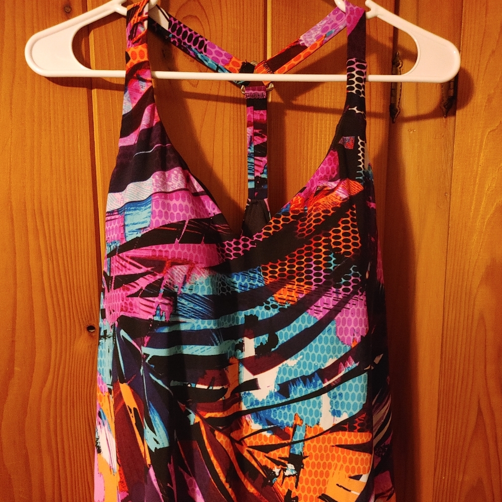Aqua Green | Swim Top | Color: Black/Floral | Size: 16W| Used Line New